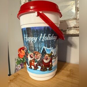 Vintage Disney Parks Whirley Popcorn Bucket Snow White 7 Dwarves Christmas